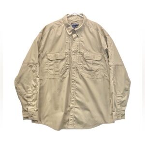 511 Tactical Shirt Mens XL‎ Tan Button Up Original Long Sleeve Heavy 5.11 72175.